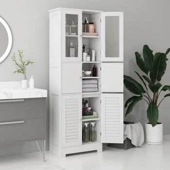Columna De Baño De Mdf Homcom 60x30x170,5 Cm Blanco