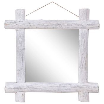 Espejo De Troncos De Madera Maciza Reciclada Blanca 70x70 Cm Vidaxl
