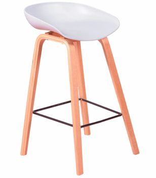 Taburete nórdico con patas de madera de haya, gris claro
