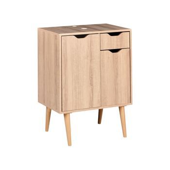 Mueble Para Lavabo 60 X 80 Cm Almacenaje Baño Con Estante Mdp Marrón Claro Canoas