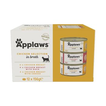 Applaws en caldo 12 x 156 g latas para gatos - Pack mixto pollo en caldo