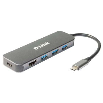 Base para portátiles D-Link DUB-2333 USB-C 5-in-1 HDMI 4K 60W Gris