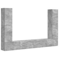 conjunto de mueble de tv 8 uds gris concreto vidaxl