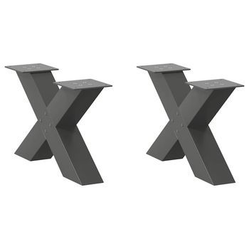 Patas Para Mesa De Centro En Forma De X (2 Unidades), Antracita, 50 X (30-31) Cm, Acero Vidaxl