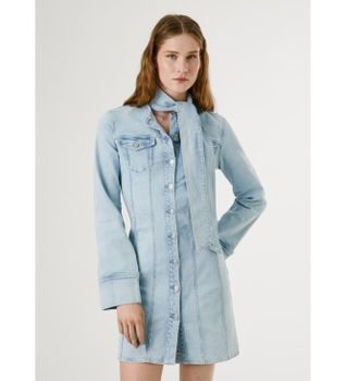 Pepe Jeans para mujer. PL9537688 Vestido Ella azul (XXS), Casual, Algodón, Manga larga
