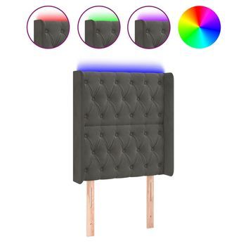 Cabecero Cama Con Led | Panel De Cabecera De Terciopelo Gris Oscuro 83x16x118/128 Cm