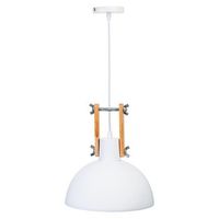 lampara de techo de madera y metal blanca 25x25x32