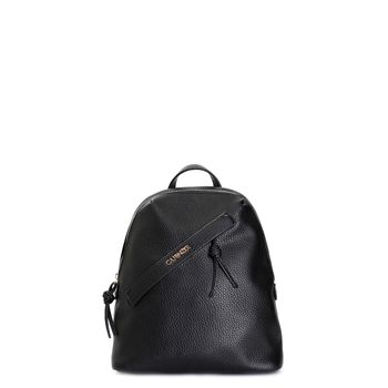 mochila de suave piel ecológica con bolsillo delantero y tirador de cremallera anudado black