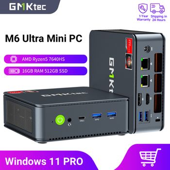 Mini PC GMKtec M6 Ultra, AMD Ryzen 5 7640HS, 16GB RAM, 512GB ROM, Computadora de Escritorio, LAN Dual de 2.5G, WiFi 6E, BT 5.2, Windows 11 Pro