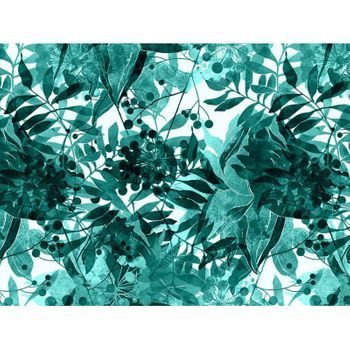 Fotomural Vinilo Floral Vegetación Azul 350 X 250 Cm