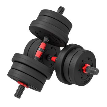 HOMCOM Juego de Mancuernas Ajustables 20 kg 2 en 1 con Barras Conexión y Barra de Extensión para Gimnasio en Casa Negro