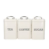 juego de 3 botes de te cafe y azucar en acero color crema