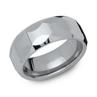 moderno anillo facetado de tungsteno robusto