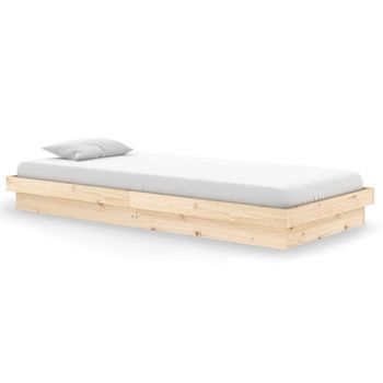 Cama Individual | Estructura De Cama De Madera Maciza 90x200 Cm Cfw62703