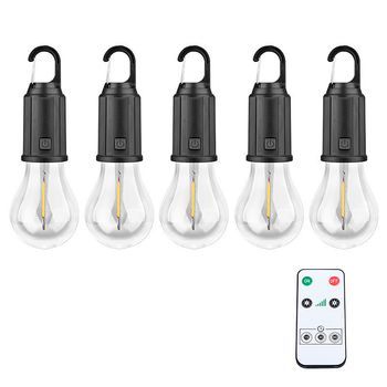 Set De 5 Bombillas Led Con Gancho Para Colgar, Batería Recargable, Control Remoto Con Temporizador E Intensidad. 6x6x17,5 Cm. Color: Negro