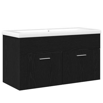 Mueble De Cuarto De Baño Roble Negro 90 X 38,5 X 46 Cm Vidaxl