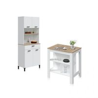 pack alacena con mesa alta nitza blanco artik blanco mate - natur 72 x 185 x 40 cm