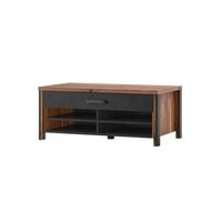 mesa de centro windsor - roble oscuro y antracita - 1 cajon 4 nichos - 107 x 448 x 60 cm