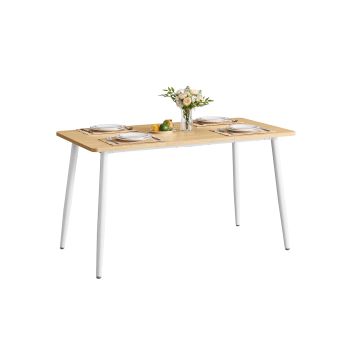 Mesa de comedor moderna de estilo rústico para 4-6 personas, Roble Dorado + Blanco Nube