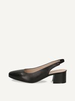 caprice sling pumps black made of leather with trapeze heel size 42
