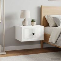 mesita de noche de pared - dormitorio - madera de ingenieria - brillante 33x345x20cm