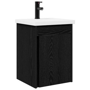 Unidad De Tocador De Baño Con Grifo Roble Negro Vidaxl