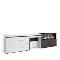 tocador dormitorio habitacion 284x75x35 cm con cajon chimenea electrica xxl comoda cajonera estilo moderno blanco