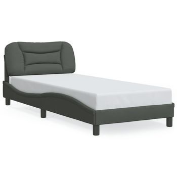 Cama Para Adulto | Cama Individual | Estructura De Cama Con Luces Led Tela Gris Oscuro 80x200 Cm