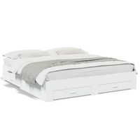 estructura cama con cajones madera ingenieria blanca 200x200 cm vidaxl