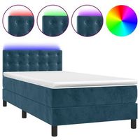 cama individual  cama box spring  cama para adultos colchon y led terciopelo azul oscuro 80x200 cm