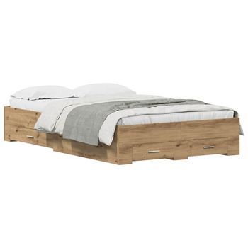 Estructura De Cama Con Cajones Roble Artisan 120 X 200 Cm