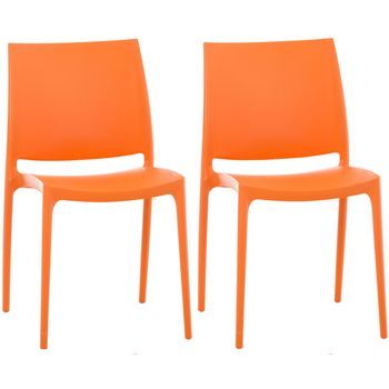 Set De 2 Sillas Apilables Maya Plástico Naranja 50x44x81 Cm Clp