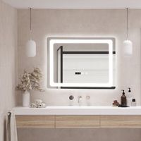 espejo de pared con led casoli para bano antivaho reloj aluminio  cristal 60 x 80 x 35 cm - plateado protec