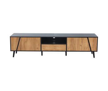 Mueble de tv 180x40x46 cm - con cajones y 2 armarios - minimalista con 6 patas de madera maciza