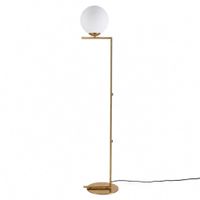 lampara de pie nordica dorada con globo de vidrio blanco e27 o22 cm