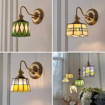 Luz de pared de cobre para decoración de dormitorio, lámpara colgante de techo Industrial Vintage para Loft, sala de estar, pasillo, Hotel Lámpara de pared colorida para mesita de noche abitación de