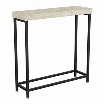 Nikki - Consola De Entrada Y Salón Rectangular 75x75x24 Cm Estilo Industrial En Metal Y Mdf Marrón