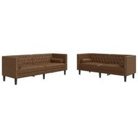 set de sofas chesterfield y cojines 2 pzs ante sintetico marron vidaxl