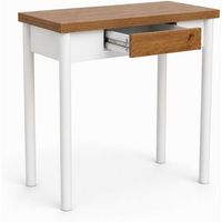 dupi mesa cocina extensible agora  apertura tipo libro  1 cajon  4080x80x76 cm  tablero mdf 18 mm  patas metalicas redondas  blancotaupe
