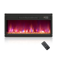 costway 26r insercion de chimenea electrica calentador de chimenea empotrable de 1500w con mando a distancia temporizador termostato negro