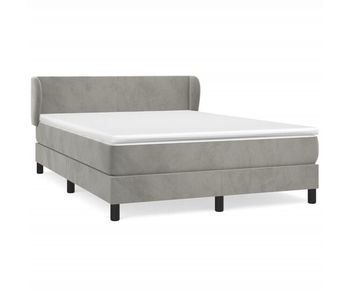 Cama box spring con colchón terciopelo gris claro 140x190 cm diseño plano