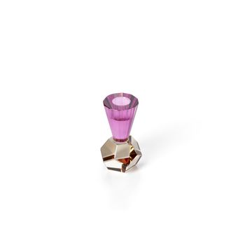 Portavelas de vidrio reciclado en ámbar y morado 6x6x10,5 cm