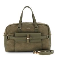 bolso baul de mano de microfibra efecto ante con acabados efecto piel green