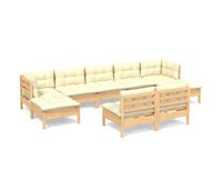 muebles de jardin 9 piezas cojines madera de pino color crema