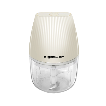 Aigostar Aimee - Picadora Eléctrica, 3 Cuchillas, Mini Picadora de Alimentos Recargable USB con Cepillo Suave y Rascado, 250ml, para verduras, frutas, ajo, hierbas y comida para bebé
