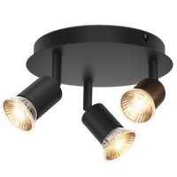 aigostar lampara de techo focos led plafon con 3 focos gu10 base o200mm ajustable y giratorio lampara de techo paradormitorio cocina salon pasillo no incluye bombillas