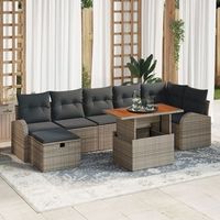 conjunto de sofas jardin de 8 piezas con cojines gris ratan polimerico v1786 unico  gris