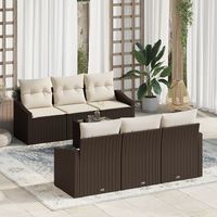juego de sofas de jardin de 7 piezas con cojines de ratan sintetico marron v1945 unico  marron