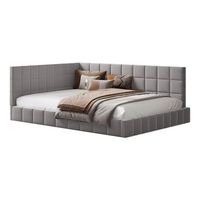 sofa cama multifuncional 140x200 cm poltrona con respaldo y reposo brazos en tela de seda suave diseno clasico mid-century modern estructura de madera con somier capacidad de 250 kg grisbeige facil montaje