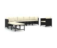 set de muebles de jardin 8 pzas y cojines ratan sintetico negro vidaxl